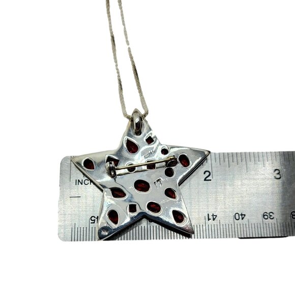 Nicky Butler Vintage Garnet gemstone Star Pendant Brooch .925 Sterling Silver - Picture 14 of 15